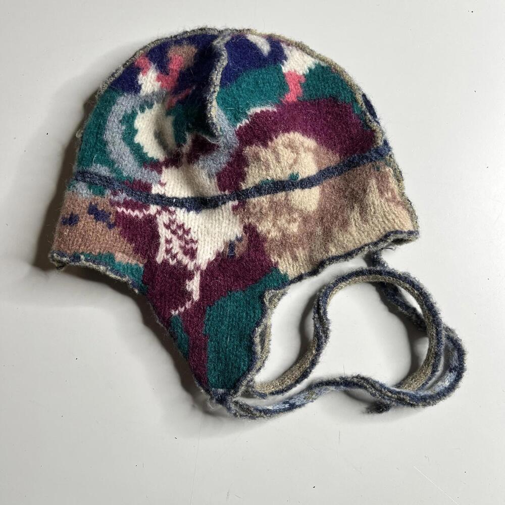 Xob Trapper Hat Womens One‎ Size Multicolor Wool Knit Ear Flap Reversible USA